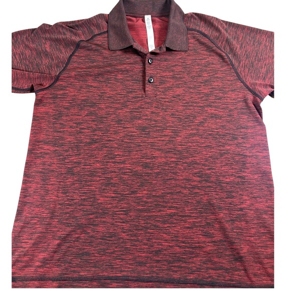 LULULEMON Metal Vent Tech Polo Burgundy Red Black Men Large Golf - Picture 11 of 11